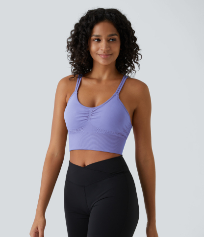 OneForm Seamless Flow Low Support Ruched Double Straps Sports Bra A-C Cups