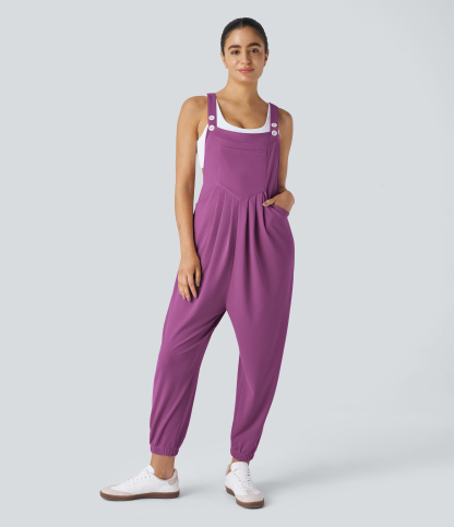 Pockets Waffle Casual Jogger Overalls