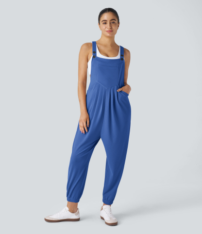 Pockets Waffle Casual Jogger Overalls