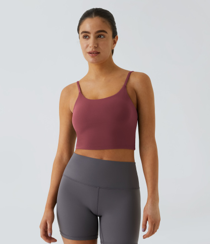 Basic Padded Workout Cropped Low Support Tank Top A-C Cups