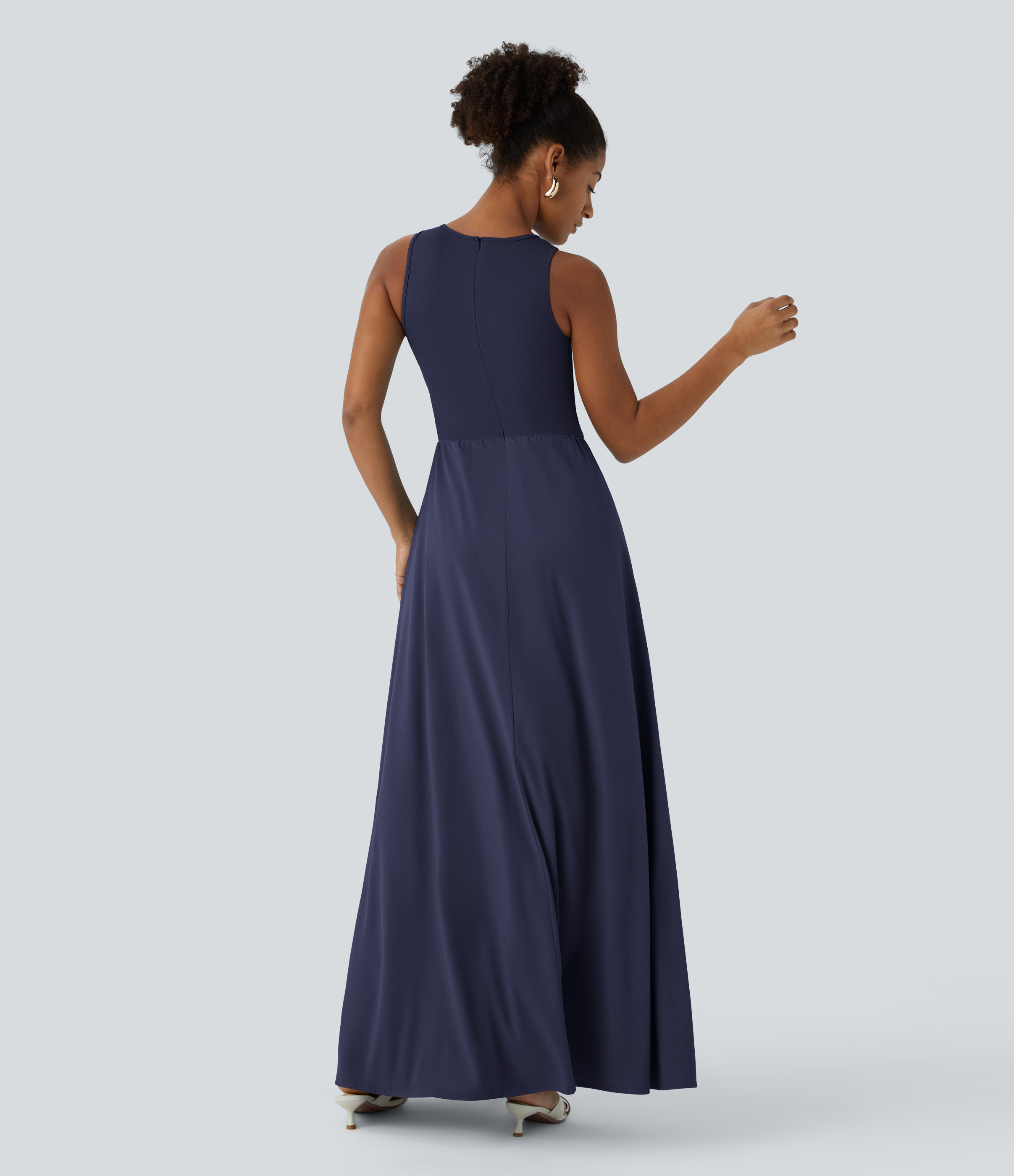 Zipper Sleeveless Pocket Contrast Quick Dry Jumpsuit