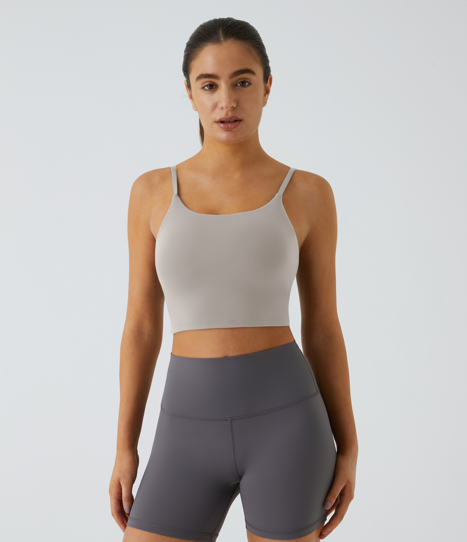 Basic Padded Workout Cropped Low Support Tank Top A-C Cups