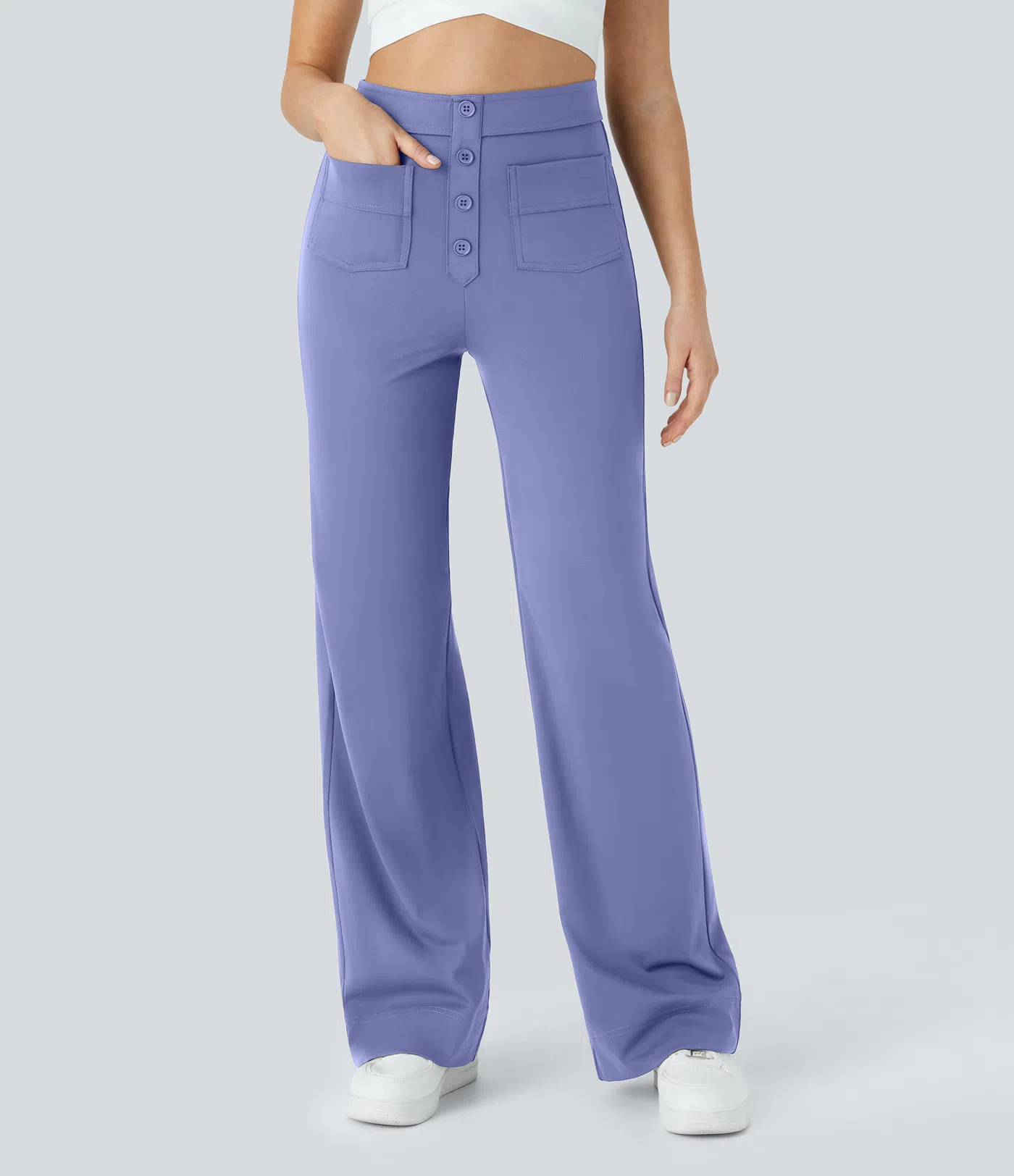 DayStretch High Waisted Pockets Straight Leg Casual Pants