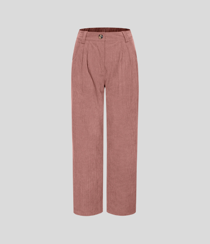 Mid Rise Zipper Pocket Corduroy Casual Pants