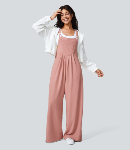 Pockets Waffle Casual Overalls