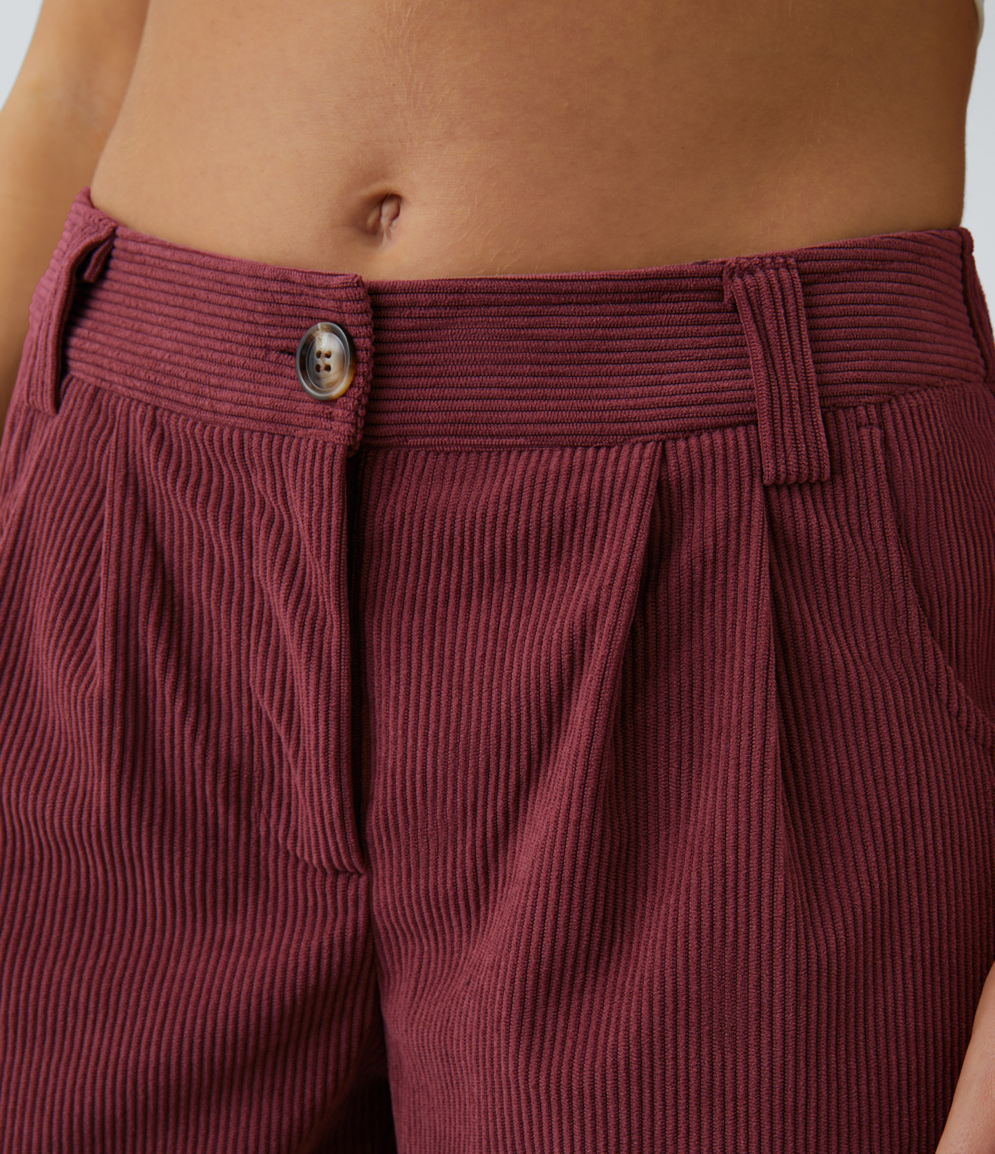 Mid Rise Zipper Pocket Corduroy Casual Pants