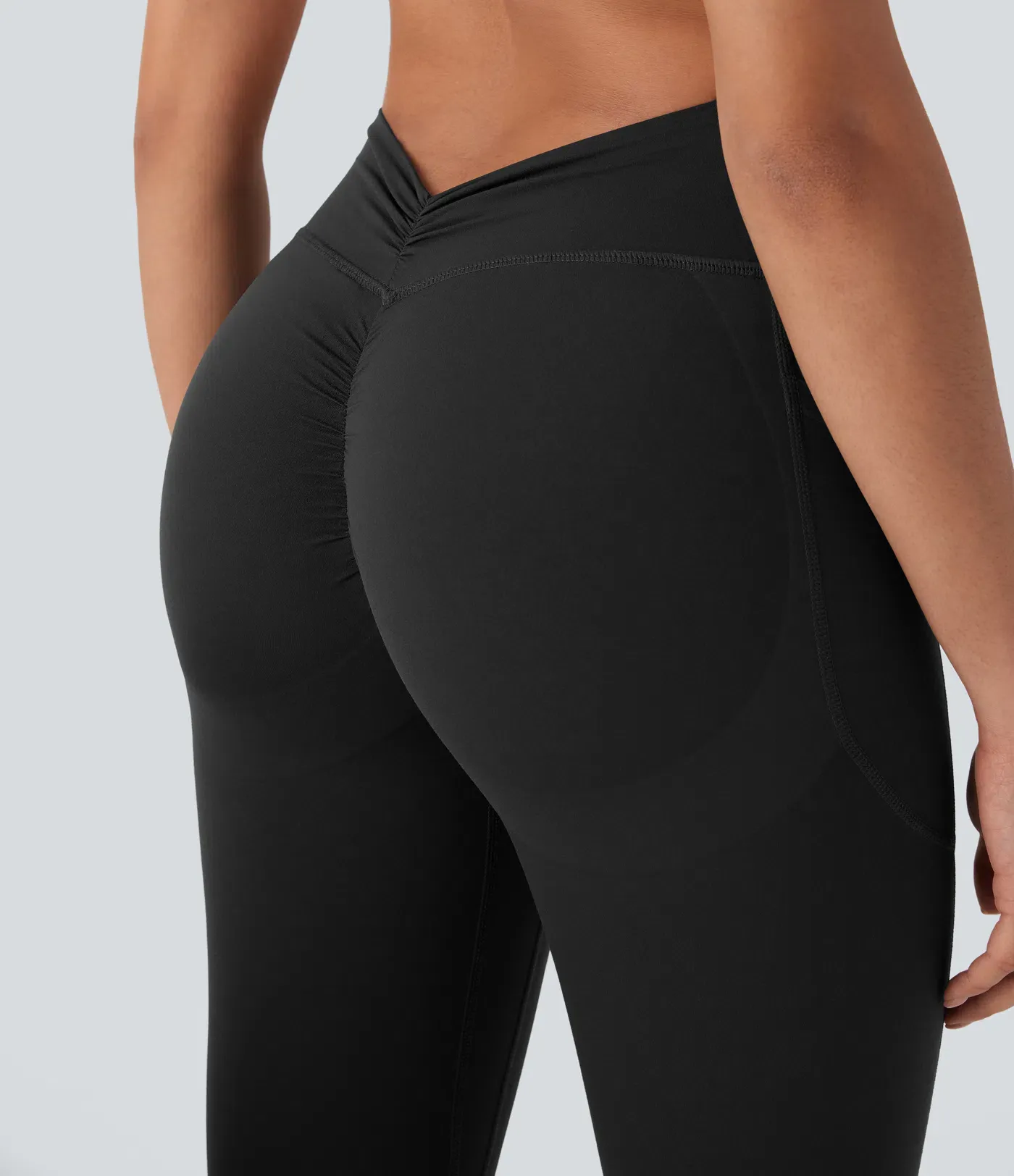 High Waisted Tummy Control Butt Lifting Ruched Pocket Shaping Yoga Leggings