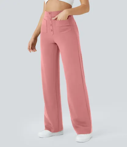 DayStretch High Waisted Pockets Straight Leg Casual Pants