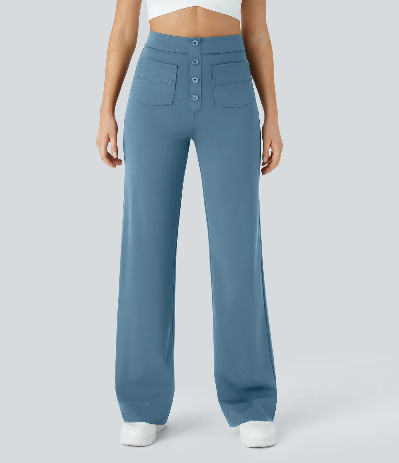 DayStretch High Waisted Pockets Straight Leg Casual Pants