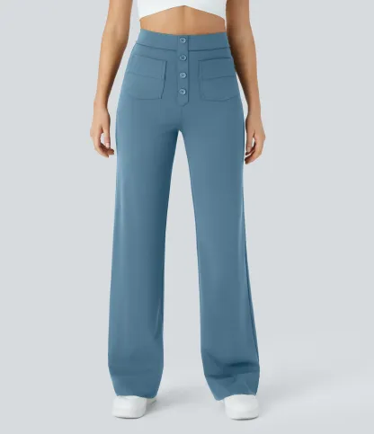 DayStretch High Waisted Pockets Straight Leg Casual Pants