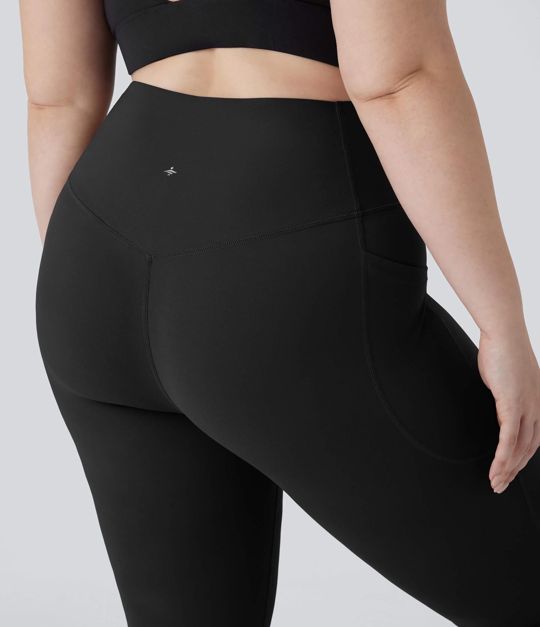 High Waisted Tummy Control Pocket Shaping Yoga Bootcut Plus Size Leggings