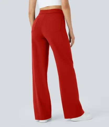 DayStretch High Waisted Pockets Straight Leg Casual Pants