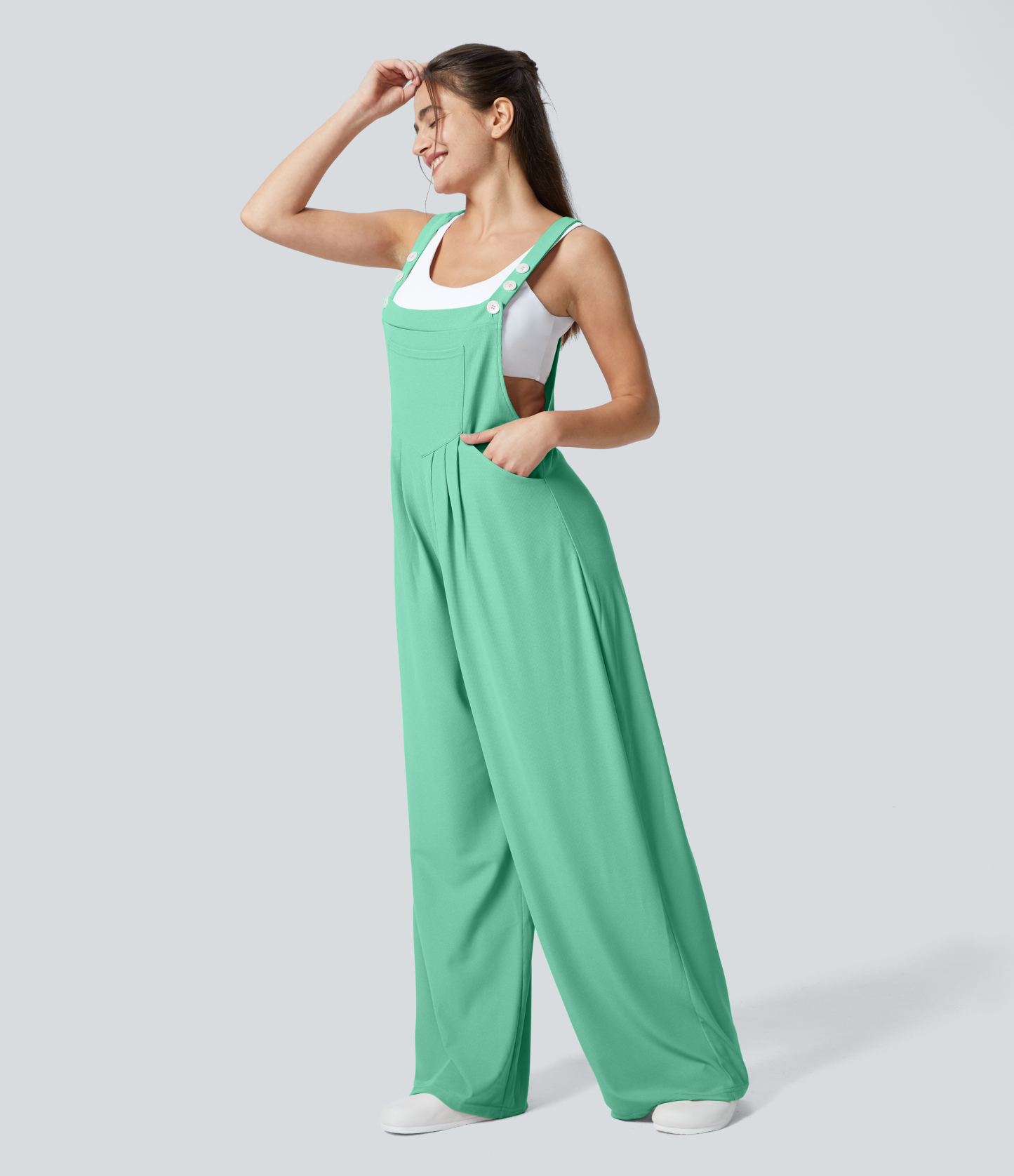 Pockets Waffle Casual Overalls