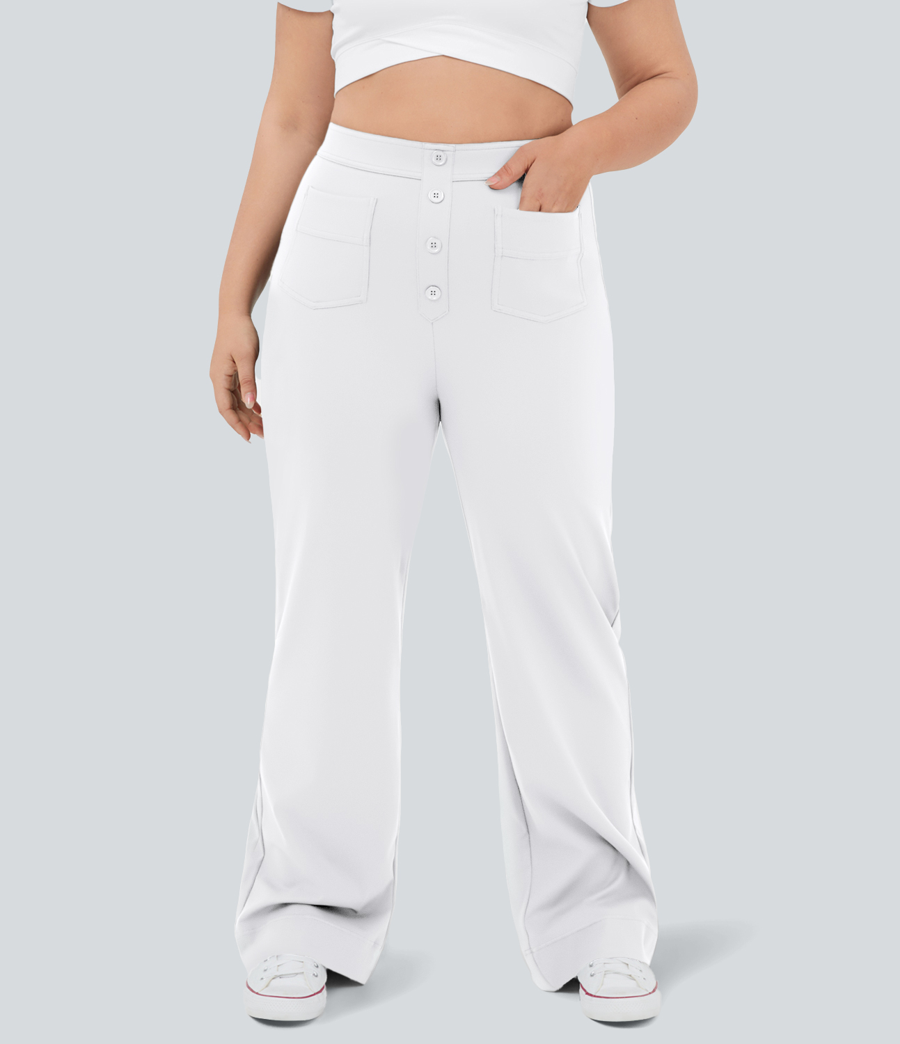 DayStretch High Waisted Pockets Straight Leg Casual Plus Size Pants