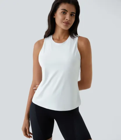 Hollow Cross Hem Solid Color Yoga Vest