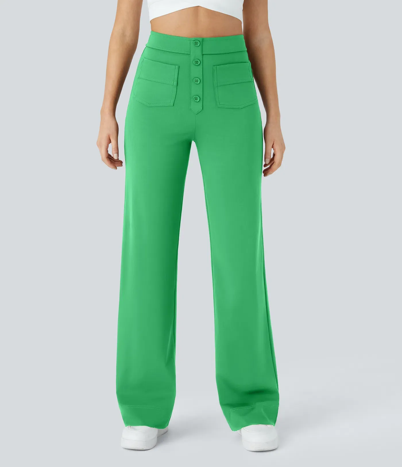 DayStretch High Waisted Pockets Straight Leg Casual Pants