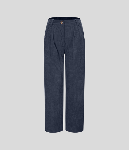 Mid Rise Zipper Pocket Corduroy Casual Pants