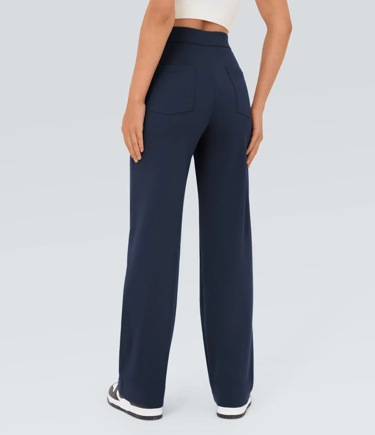 DayStretch High Waisted Pockets Straight Leg Casual Pants
