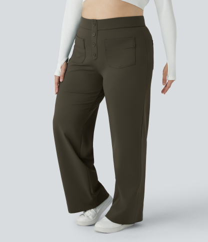 DayStretch High Waisted Pockets Straight Leg Casual Plus Size Pants