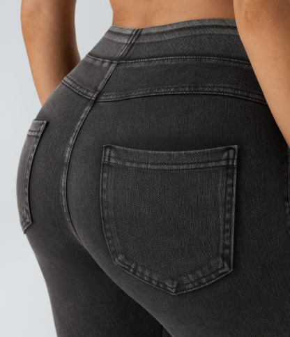 High Waisted Pocket Denim Casual Leggings