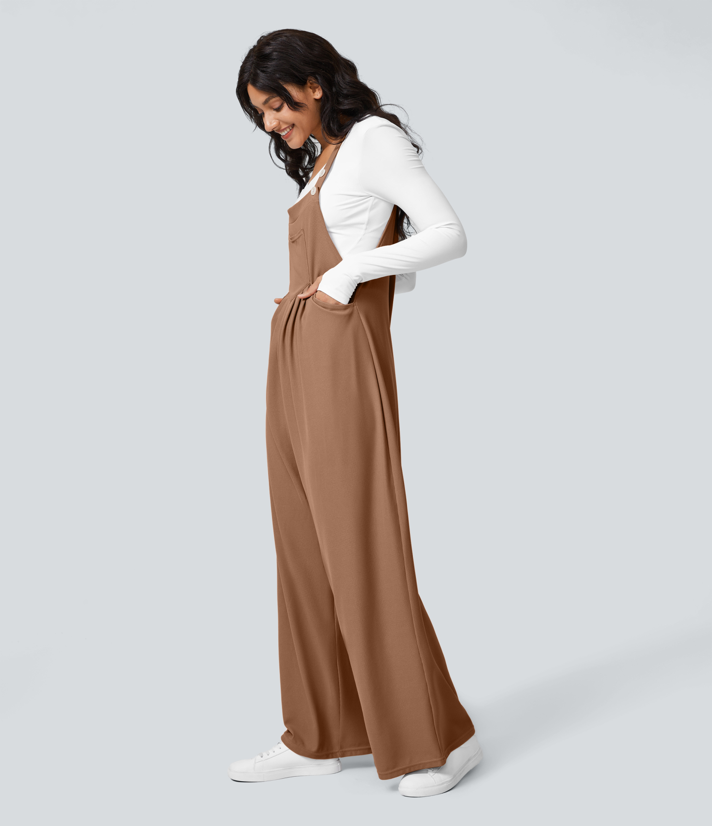 Pockets Waffle Casual Overalls