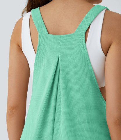 Pockets Waffle Casual Jogger Overalls