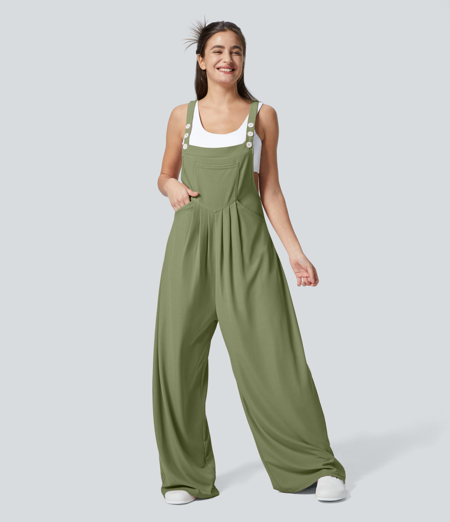 Pockets Waffle Casual Overalls