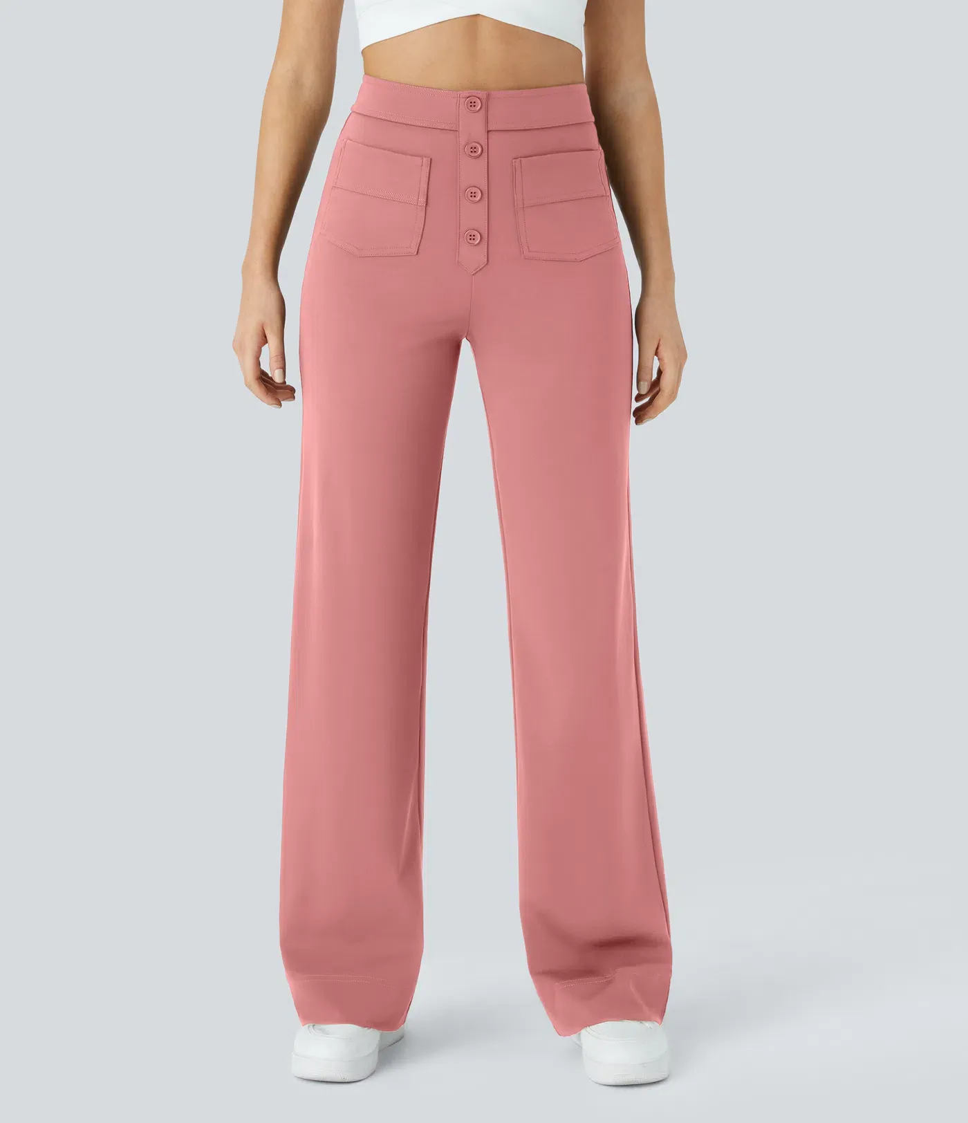 DayStretch High Waisted Pockets Straight Leg Casual Pants
