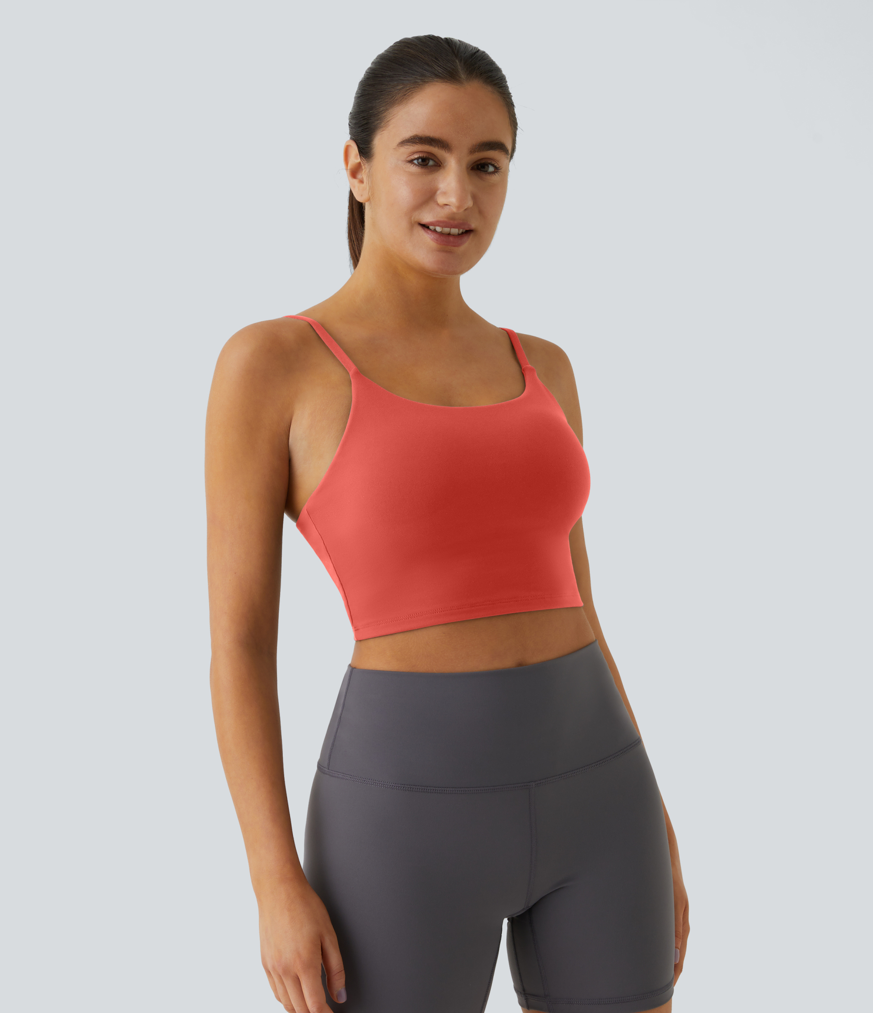 Basic Padded Workout Cropped Low Support Tank Top A-C Cups