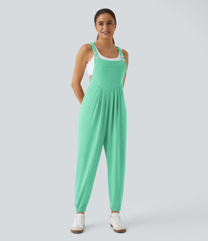 Pockets Waffle Casual Jogger Overalls