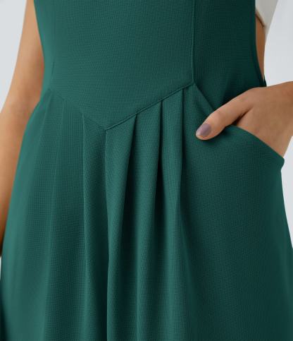 Pockets Waffle Casual Jogger Overalls