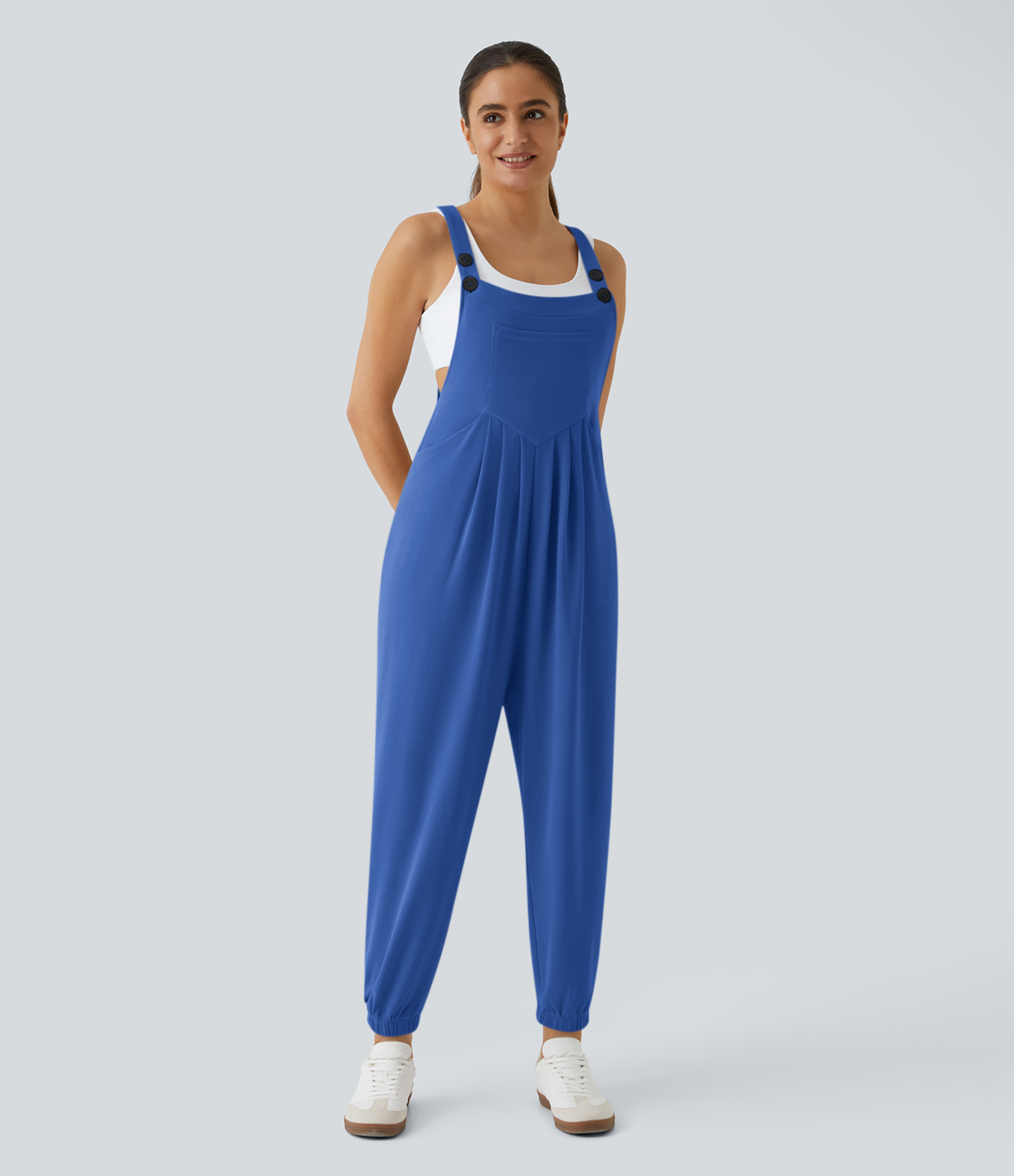 Pockets Waffle Casual Jogger Overalls