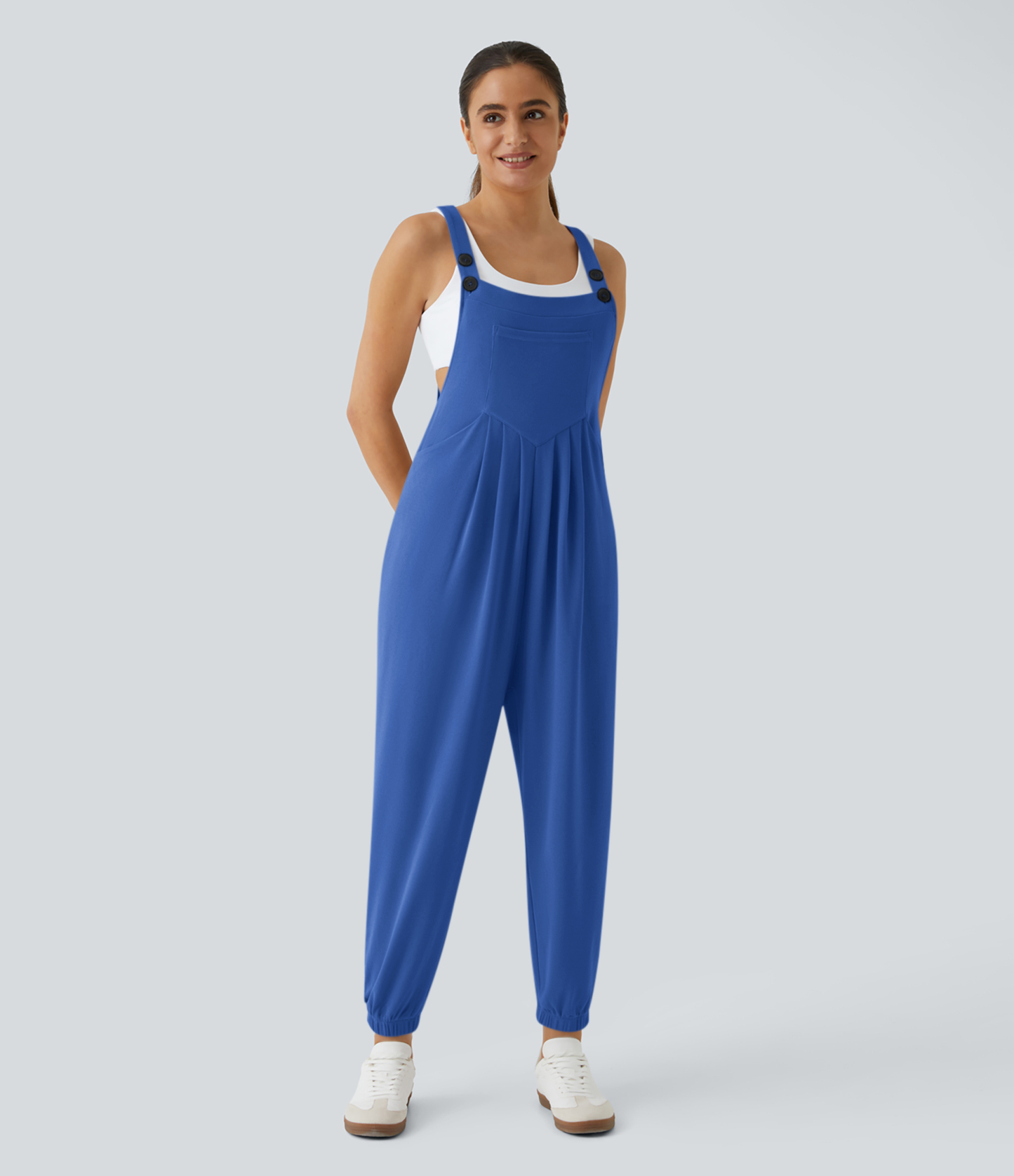 Pockets Waffle Casual Jogger Overalls