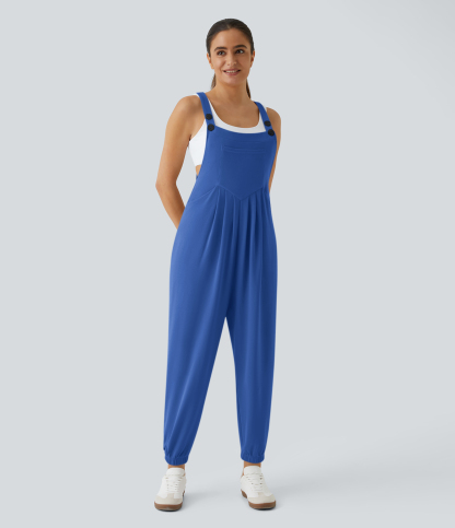 Pockets Waffle Casual Jogger Overalls