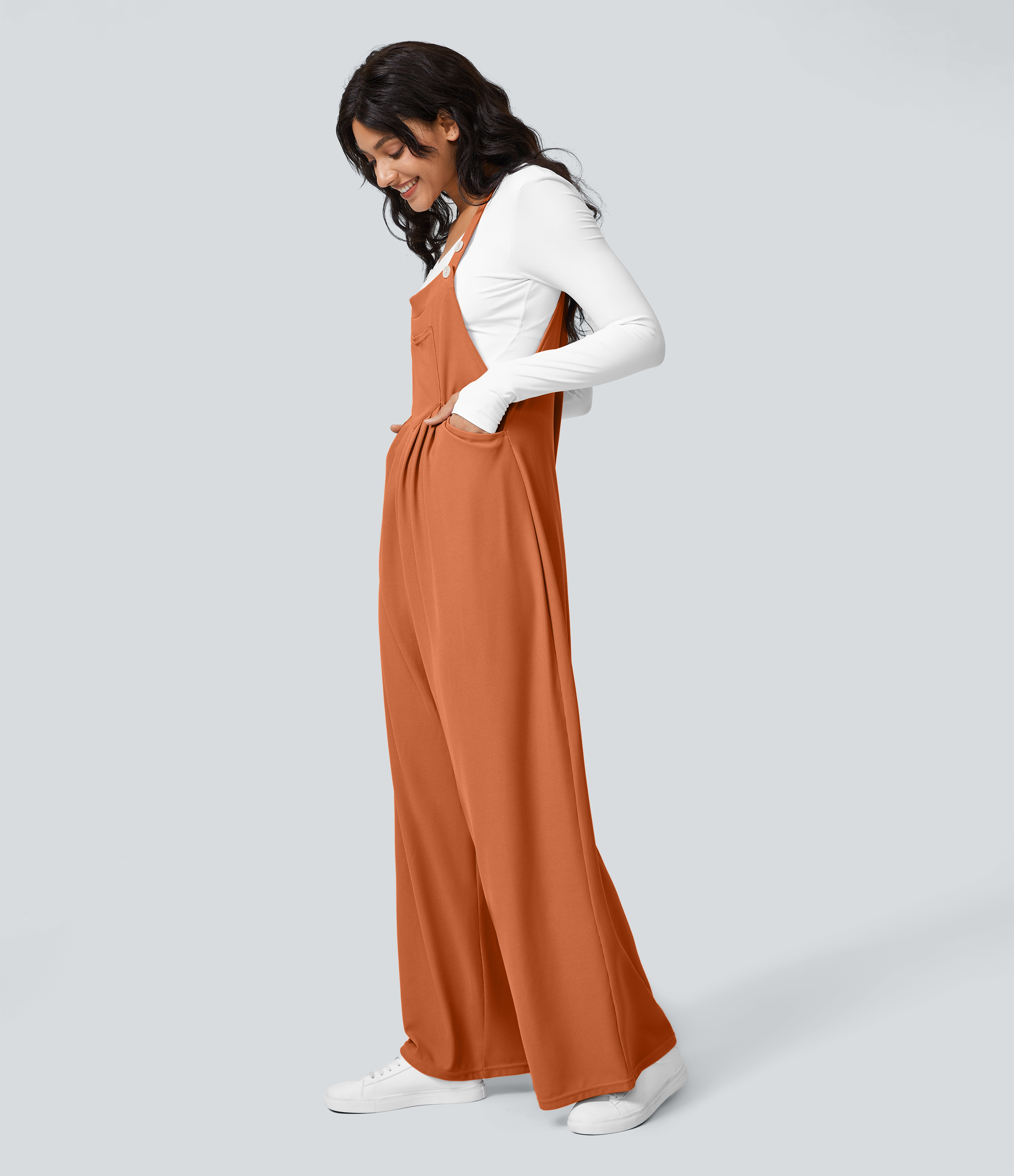 Pockets Waffle Casual Overalls