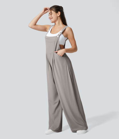 Pockets Waffle Casual Overalls