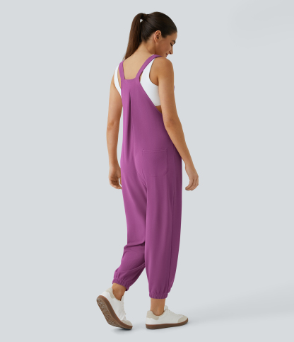 Pockets Waffle Casual Jogger Overalls