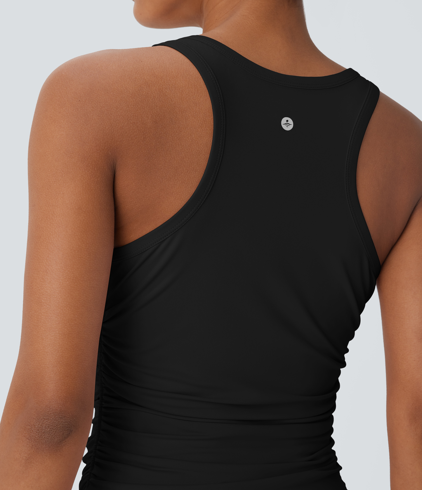 Round Neck Racerback Ruched Yoga Tank Top