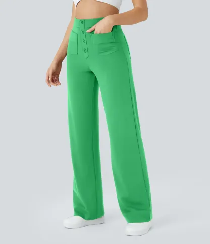 DayStretch High Waisted Pockets Straight Leg Casual Pants