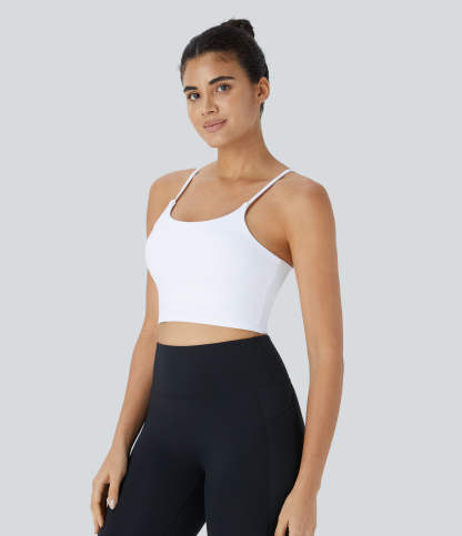 Basic Padded Workout Cropped Low Support Tank Top A-C Cups
