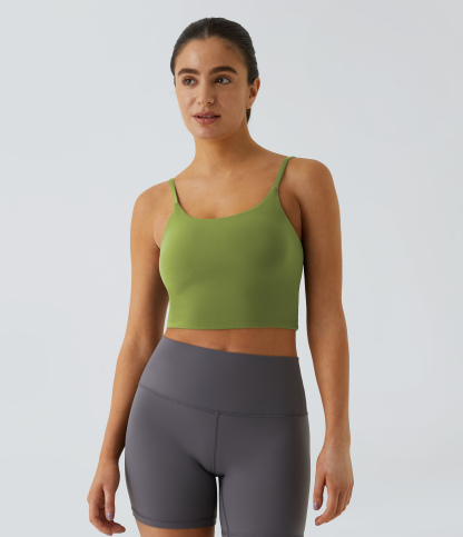 Basic Padded Workout Cropped Low Support Tank Top A-C Cups
