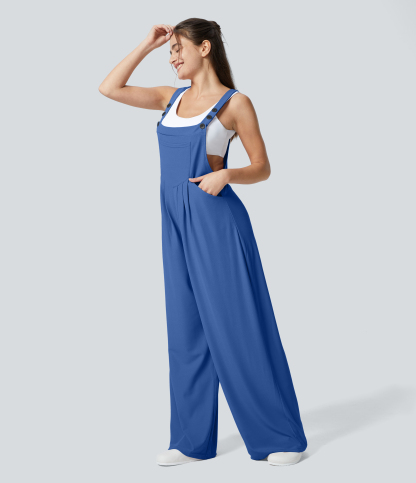 Pockets Waffle Casual Overalls