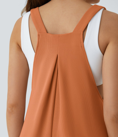 Pockets Waffle Casual Jogger Overalls