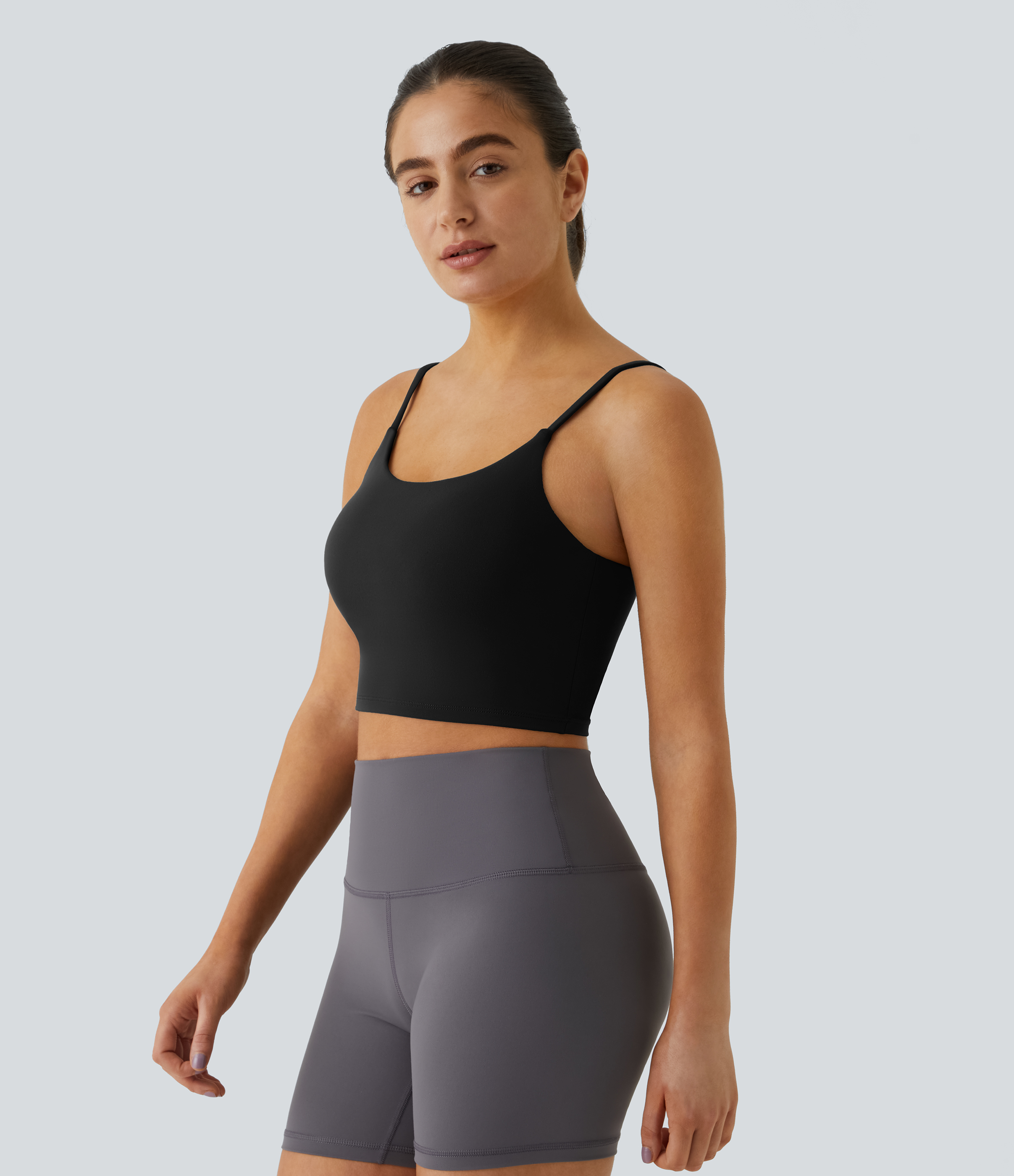 Basic Padded Workout Cropped Low Support Tank Top A-C Cups