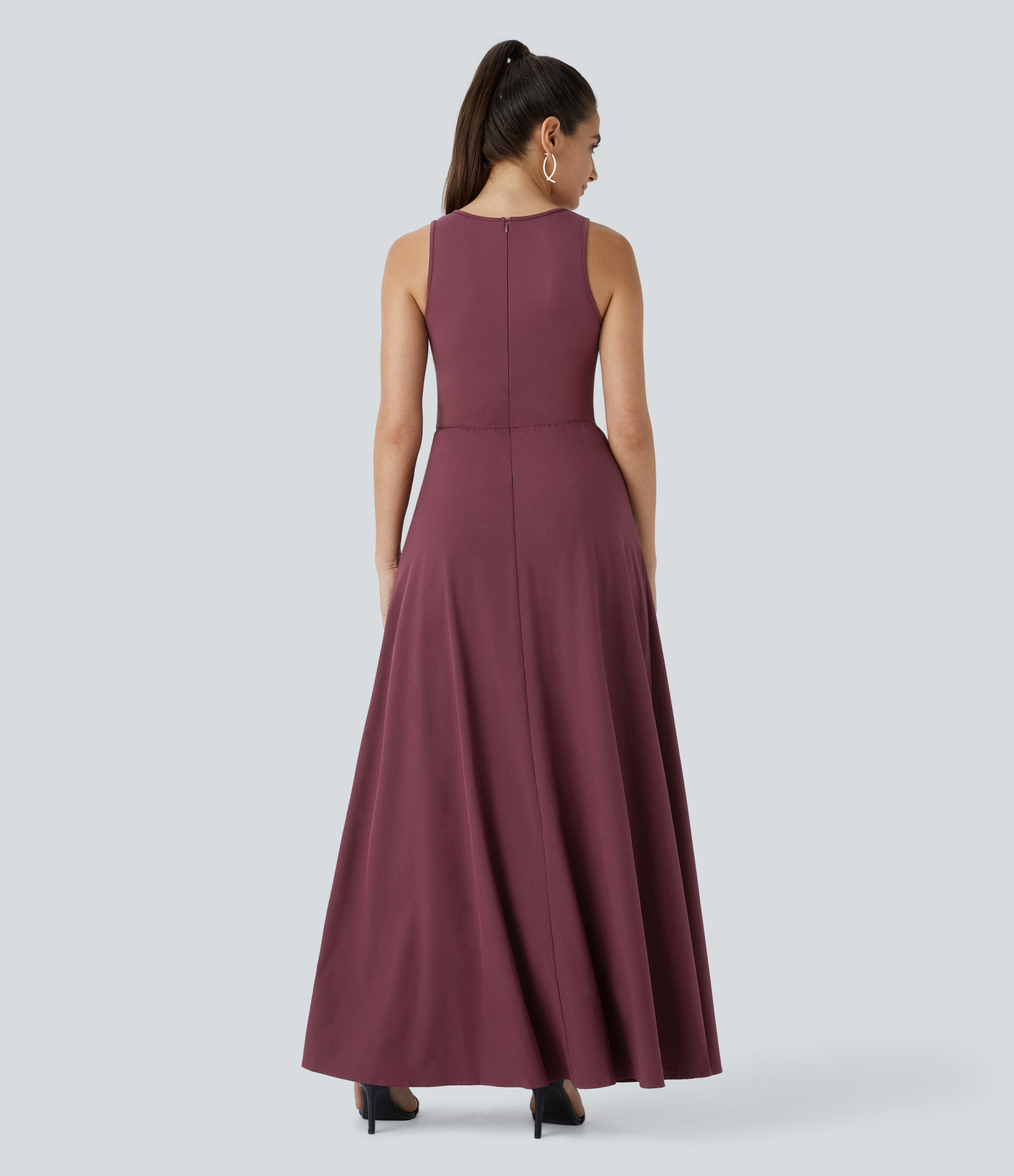 Zipper Sleeveless Pocket Contrast Quick Dry Jumpsuit