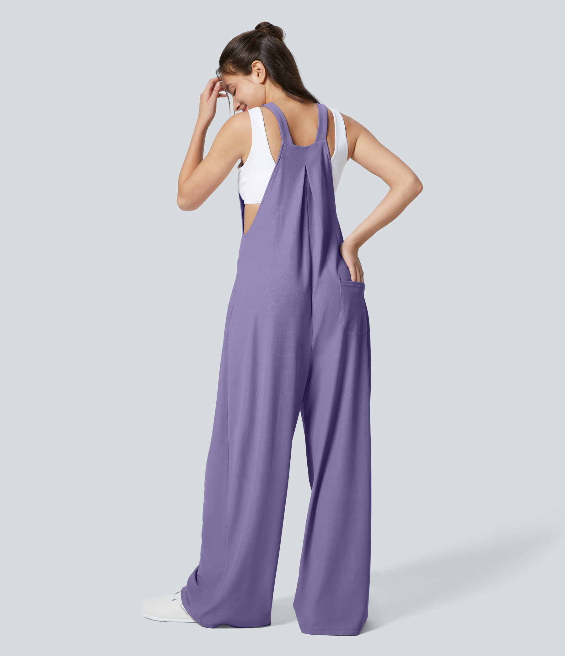 Pockets Waffle Casual Overalls