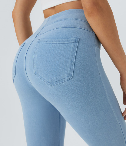 High Waisted Pocket Denim Casual Leggings