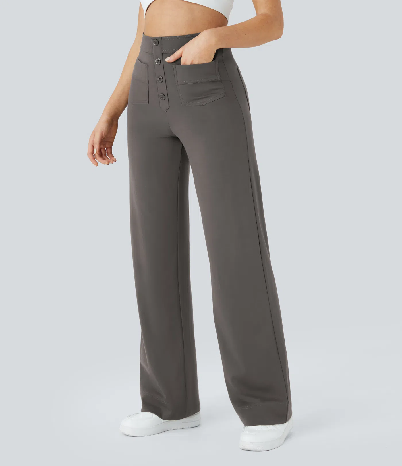 DayStretch High Waisted Pockets Straight Leg Casual Pants