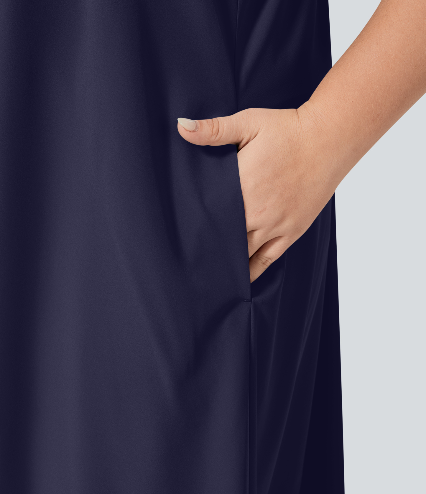 RacerPocket High Low Flowy Midi Quick Dry Casual Plus Size Dress