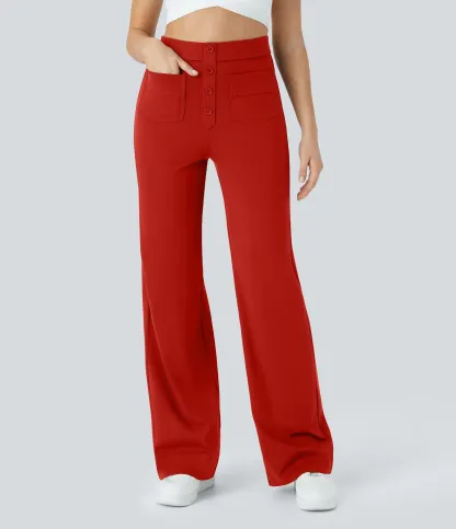 DayStretch High Waisted Pockets Straight Leg Casual Pants